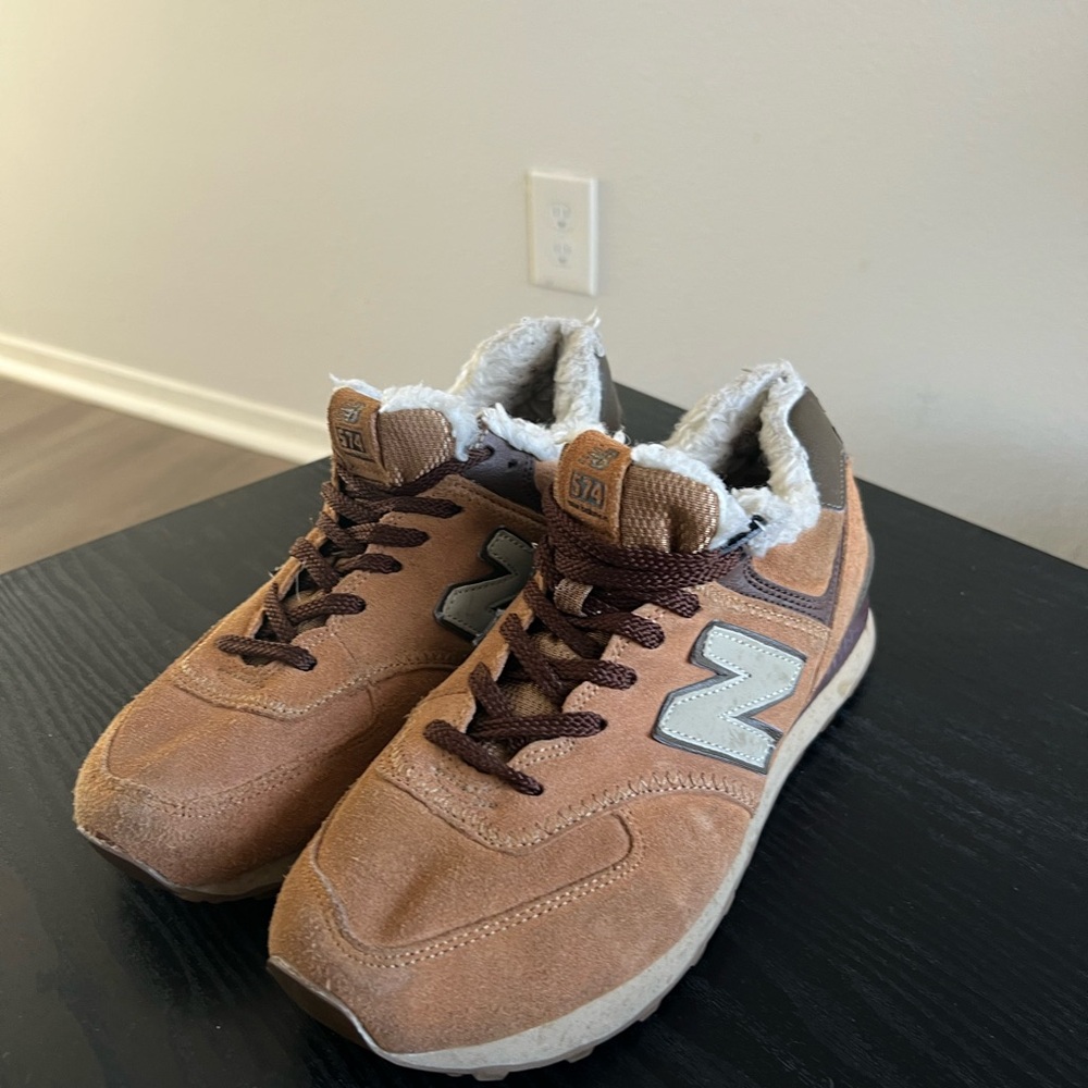 New Balance 574 Brown Suede Sneakers
